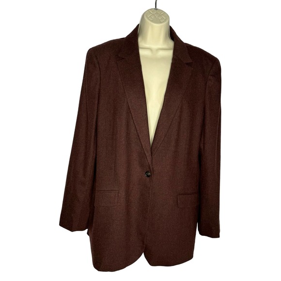 Lands' End Jackets & Blazers - Lands' End Blazer Jacket Brown Wool Cashmere Blend Single Button 18 Tall